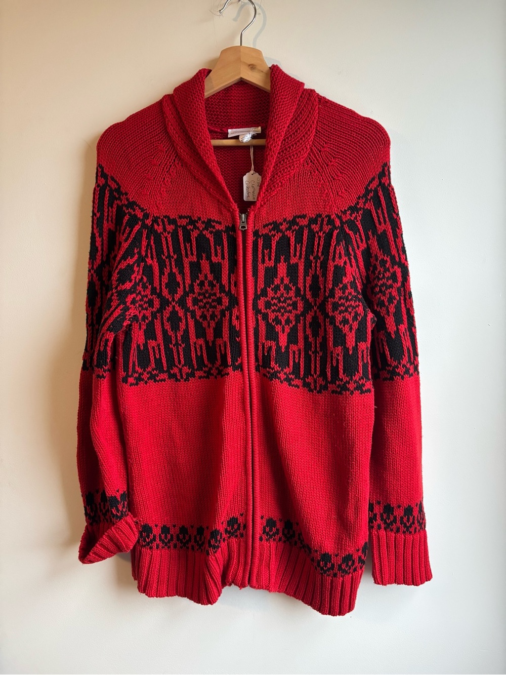 Fashion Bug Red and Black Zip-Up Sweater